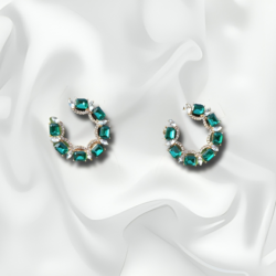 Emerald Gemstone Hoop Earrings | Glint Gems