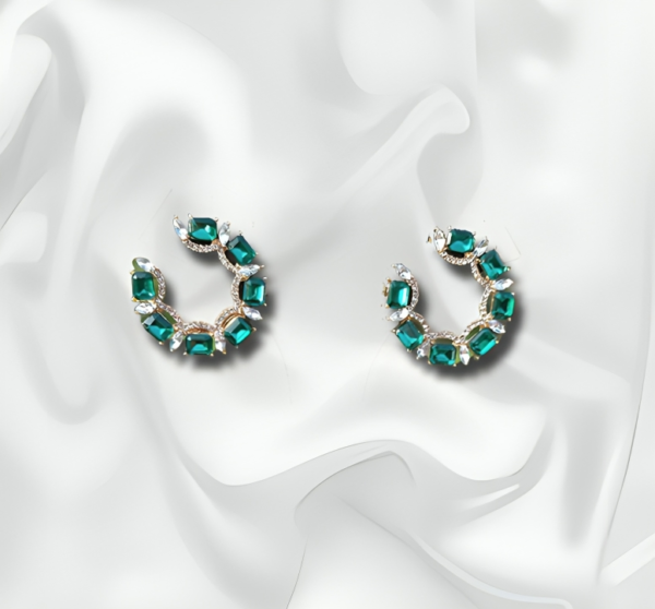 Emerald Gemstone Hoop Earrings | Glint Gems