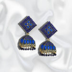 Gold-Plated-Dome-Shaped-Jhumkas-Earrings-blue